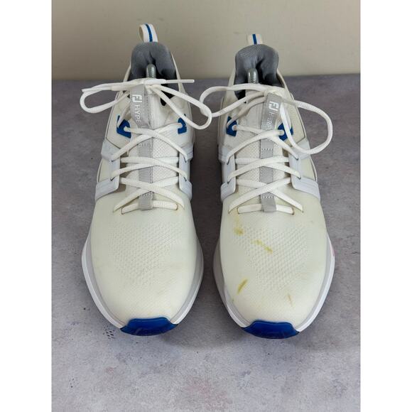 Footjoy FJ Men's HyperFlex Golf Shoes White/Blue 51118 Size 10M Read - Picture 1 of 12